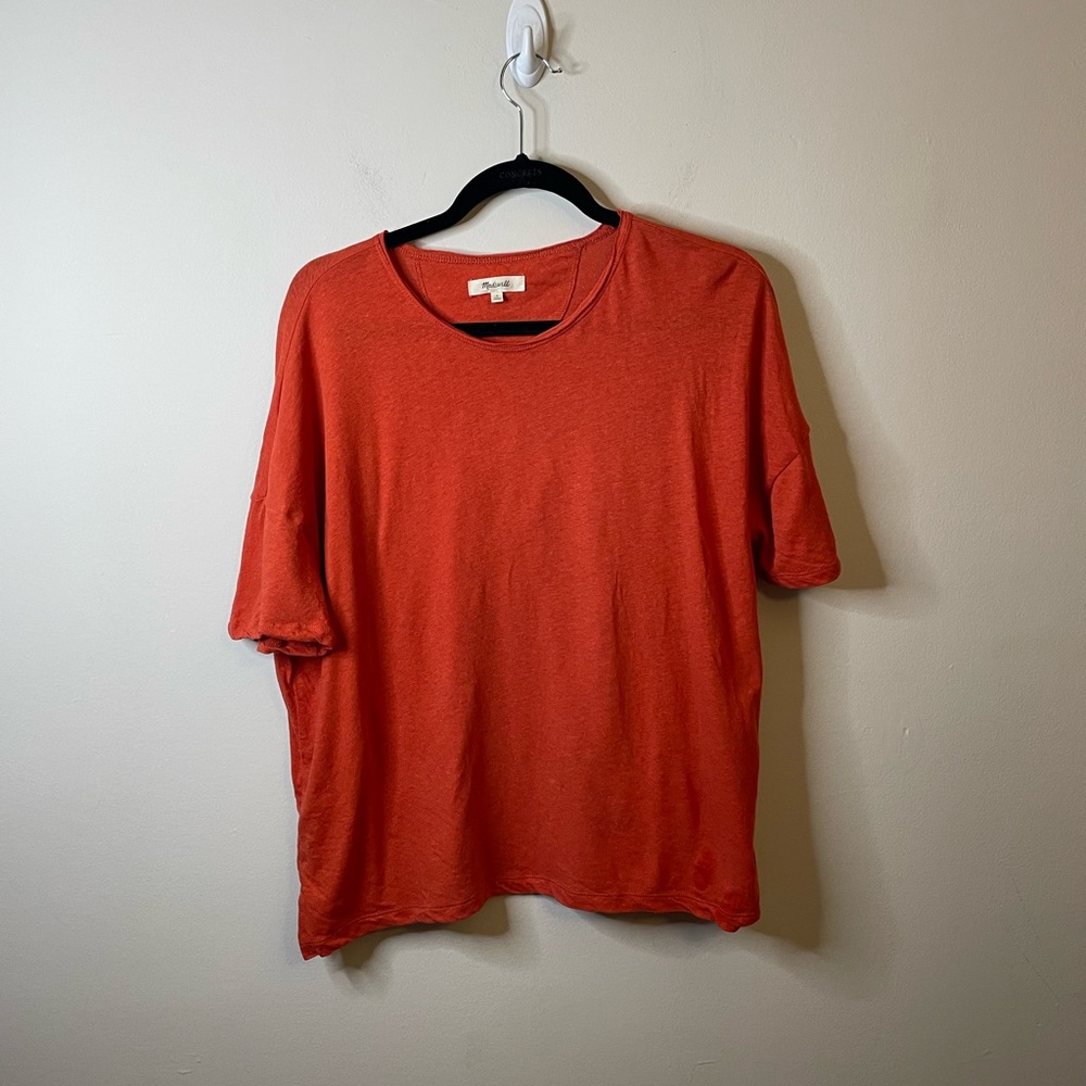 Madewell Linen Raw-Edged Hangout Tee